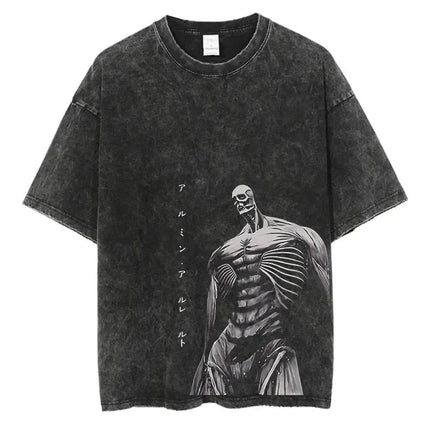 2025 Men Women Anime Attack on Titan T Shirts Vintage Washed T Shirt Harajuku Oversize Cotton Tee Cotton Fashion Streetwear Top