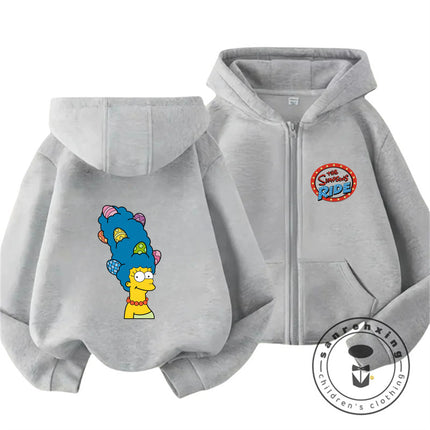 Trendy The Simpsons Cartoon Zip Up Hoodie Autumn Winter Kids Boys Girls Cute Kawaii New Children Hooded Sweatshirt 3 14 Years