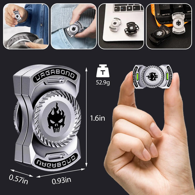 Fun 3-in-1 Play EDC Fidget Toy Personalized Skull Ghost Fidget Spinner Alloy Metal Fidget Slider Stress Relief Toy ADHD Tools