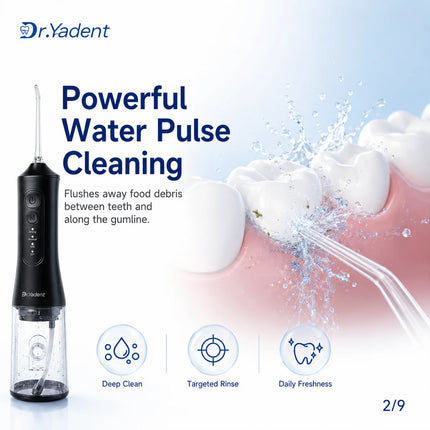 Dr.Yadent YD06 Oral Irrigator Flosser 300ML Large Capacity for Road Trips 4 Modes with DIY Pressure 7 Varies Nozzle Water Jets