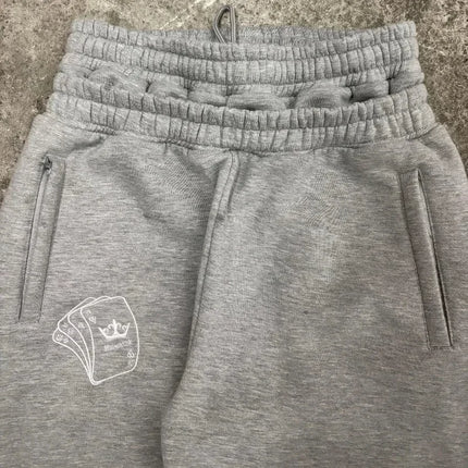 Y2K Retro Men Jogging Pants Double Waist Poker Embroidery Unisex Sweatpants Gothic Hip Hop Streetwear Casual Baggy Sagging Pants