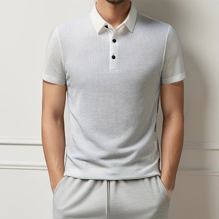 New Men's Business Casual Short-Sleeved Bone Flower Solid Color POLO Shirt Fashion Breathable Comfortable Summer Versatile Top