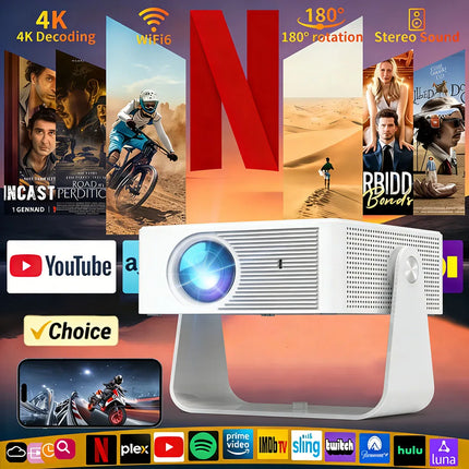 New X3 Native 720P Projector With 4K Decoding & 2.4G 5G WiFi6 BT Home HD YOUTUBE NETFLIX Android portable intelligent projector