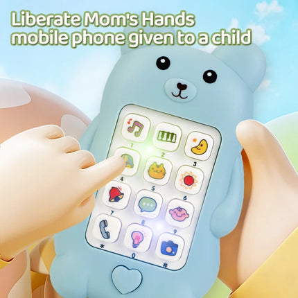 Cute Bear Baby Phone Toy Music Sound Telephone Sleeping Toys Simulation Phone with Lights Kids Early Educational Toy Kids Gifts