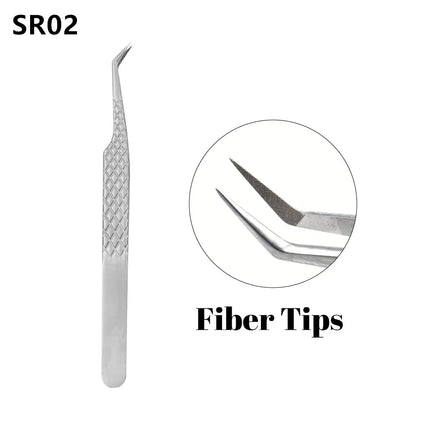 Gemerry Eylashes Tweezers Professional Eyelash Extensions Eyebrows Stainless Steel Fiber Tips Anti-Static Tweezers Tools Makeup