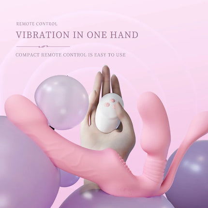 Strapless Strap-on Dildo Vibrator Anal Plug for Couples Lesbian Wireless Remote Control G Spot Double-heads Vibrator Sex Toys
