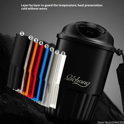 410ML Ceramic Liner Thermos Coffee Cup Travel Coffee Mug Vacuum Insulated Thermos For Coffee Thermal Cup Tumbler Christmas Gift