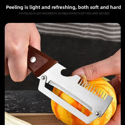 Multifunctional Peeler & Scallion Shredder, Stainless Steel Peeler, Scallion Slicing Tool, Kitchen Fruit Vegetable Peeler, Melon
