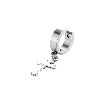 Classic Simple Cross Pendant Earrings Stainless Steel Fashion Vintage Geometric Stud Ear Jewelry Party Gifts For Women Men