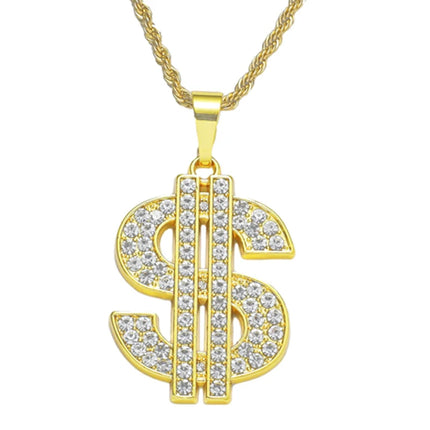 Dollar Sign Necklace 80s 90s Costume Big Fake Money Pendant Hip Hop Rapper Punk Jewelry for Men Halloween Party Accessories