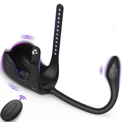 3 in 1 Anal Plug Vibrator Testicle Taint Stimulator Vibrating Cock Ring Remote Control Male Prostate Massager Sex Toy for Couple