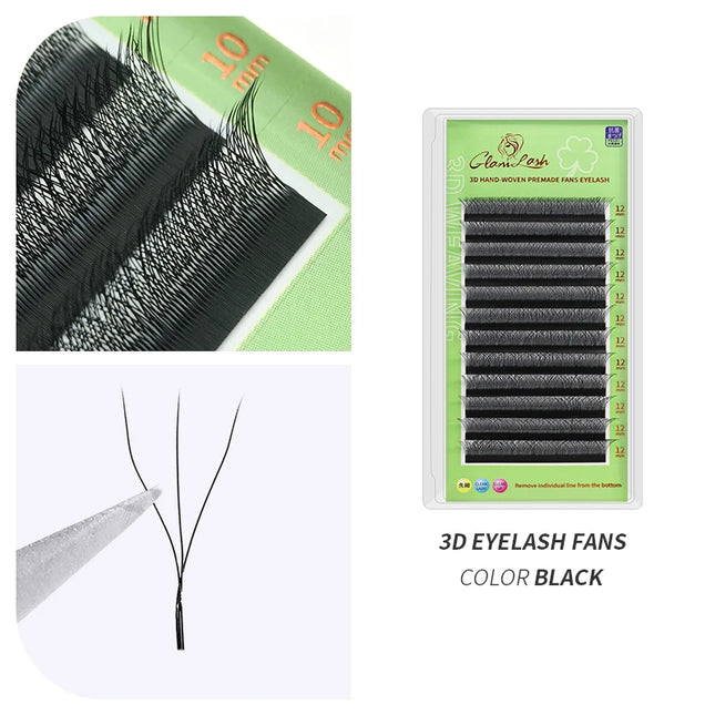 GLAMLASH Brown 3D 4D 5D Eyelashes C/D/L/LU/M Premade Volume Fan W Style Lashes Extension Makeup Tool
