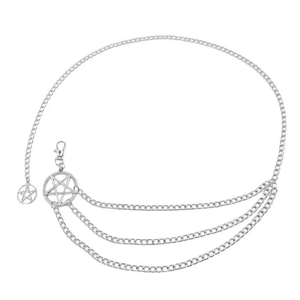 Vintage Alloy Women's Belt Belly Chain Fashion Versatile Design Punk Retro Waist Chain with Double Star Pendant Metal Chains