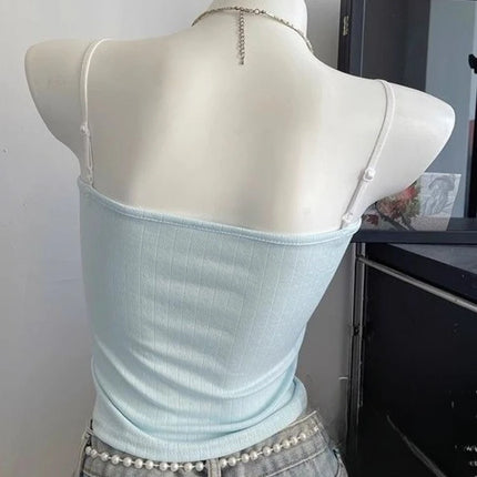 Sweet Lace Patchwork Crop Tank Top Female 2025 Women's Clothing Sling Slim Waist Tank Korean Summer Sexy Club Camis Ropa Mujer