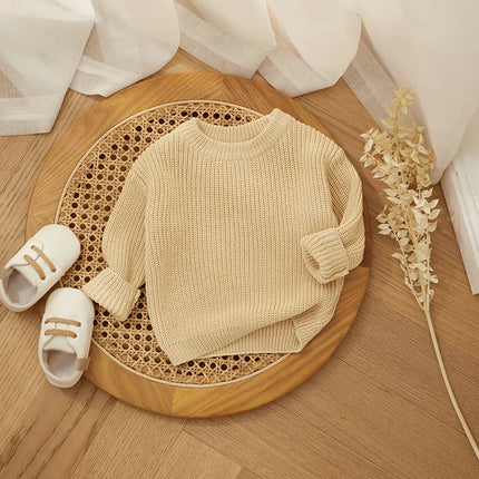 MISOWMNJOY Children Boy Girl Knit Sweater for Winter Kids Clothes Causal Solid Color Long Sleeve Pullover Tops Toddler Jumpers