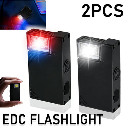 Rechargeable Mini EDC Handheld Flashlight Rotating LED Flashlight Outdoor 5 Modes Magnet Work Light Portable Pen Clip Lantern