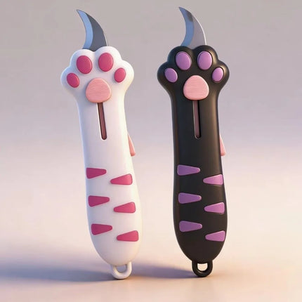 Cute Plastic Cat Paw Box Cutter Cartoon School Office Supplies Cat Box Paper Cutter Retractable Box Opener School Supplies