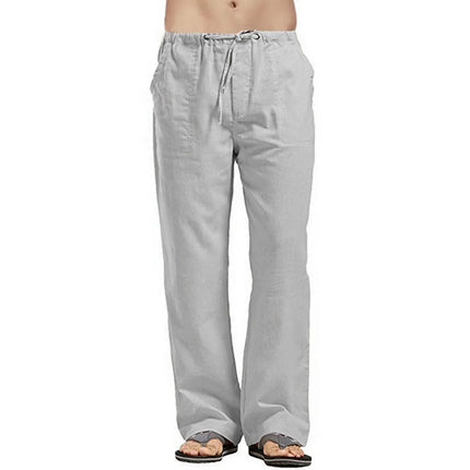 Cotton Linen Harem Pants Men Solid Elastic Waist Streetwear Joggers 2022 New Baggy Drop-crotch Pants Casual Trousers Men Running
