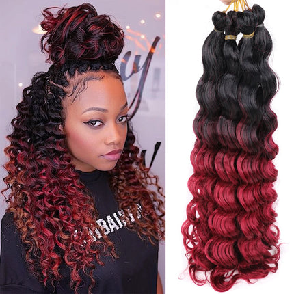 20“Deep Curly Synthetic Hair Deep Wave Bulk Crochet Braid Black Ombre Blue Brown Gray Green Purple Color Twist Braiding Hair