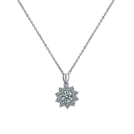 Sunflower Necklace Pendant 2CT Moissanite Women's PT950Platinum-Fine bezel setting, bright fire,hypoallergenic,for dress outfits