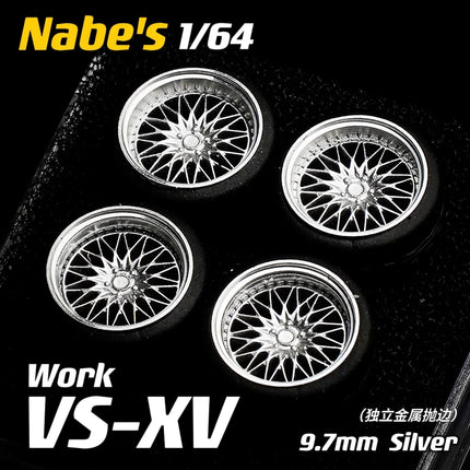 1/64 Chika  Wheels with Rubber Tires Model Car Modified Parts BBS RS  JDM VIP For Hotwheels Tomica MiniGT （Supplied with axle）