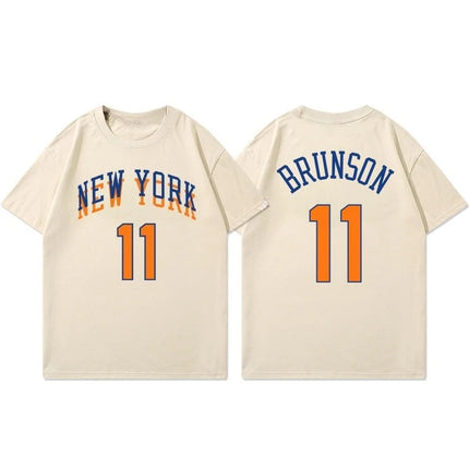 Summer Playoff New York Brunson Towns Jersey Short-sleeved City Jersey American Basketball Jersey Half-sleeved Cotton T-shirt