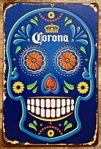 CORONA Skull Beer Vintage Metal Plaque Sign Man Cave Pub Club Cafe TIKI-Aluminum