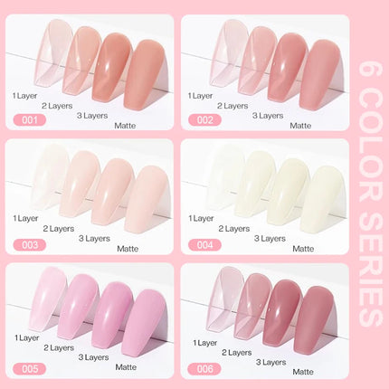 6pcs nude Color Nail Gel Polish Kit Jelly Pink Semi-transparent HEMA FREE Self Leveling Nude Natural Pink Nail Manicure Set