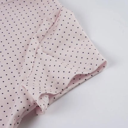 Sweet Polka Dot Prints T-Shirts Fashion Women Cute Design One-Shoulder Summer Tops Casual Korean Office Lady Commute Slim Tees