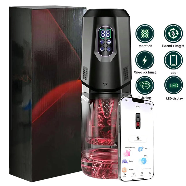 Automatic Masturbator Stroker Adult Toys with 7 Thrusting Rotating 7 Licking Vibrating Modes Hands-Free Sex Machine Pocket Pussy