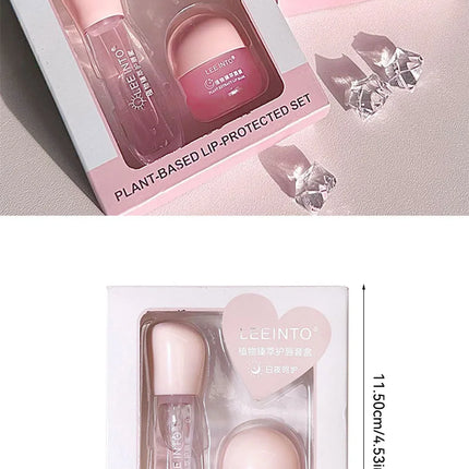 Leeinto Plant Essence Lip Care Set: Moisturizing, Long-Lasting Nourishment, Gentle Formula, Lightweight Texture, Lip Gloss, Lip Mask, Enhances Complexion, Pre-Makeup Primer, Essential for Daily Commuting and Dating, Night Car