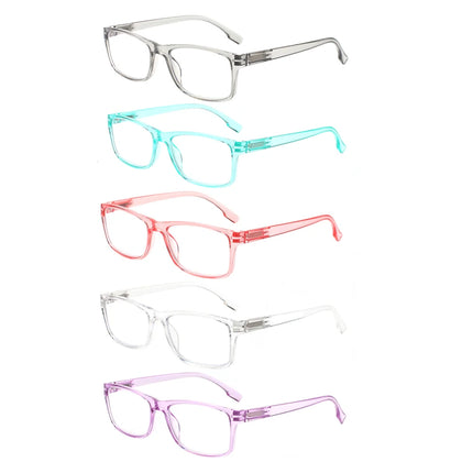 Henotin Reading Glasses for Men And Women Transparent Colored Rectangular Frames HD Anti-Blue Light Lenses Prescription Glasses