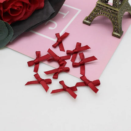 100pcs 1-2cm ( Very small ) Mini Polyester Satin Ribbon Bows Tie Scrapbooking Embellishment Hair Clips Pets Hair Bow Crafts