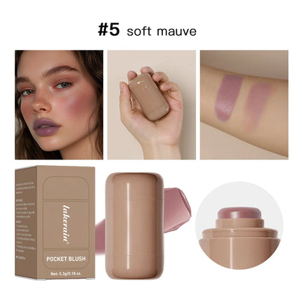 Lakerain Blush Stick Cheek Lip Tinted Moistured Long-wearing Flush Blusher Silky Brighten Blush Cream Cosmetics Matte Nakeup
