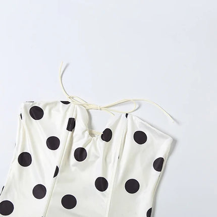 Weird Puss Polka Dot Strapless Tank Top Women Lace-Up Hollow Backless Sexy Summer Trend Hottie Wild Classic Skinny Streetwear