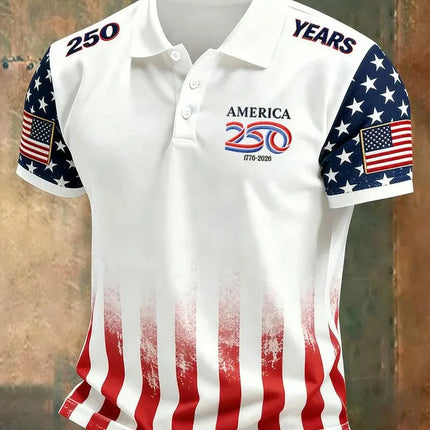 2026 America 250th Anniversary Polo Shirt USA Flag 1776–2026 Patriotic Shirt American Independence Day Apparel Fourth Of July