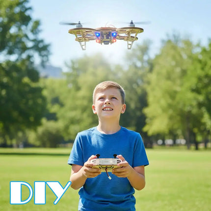 DIY Wooden RC Drone Quadcopters Building Kit - STEM Educational Science Experiment Aircraft Model Gift for Kids Students