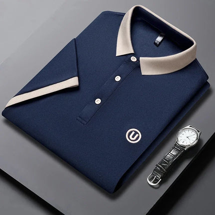 2024 Men's New Embroidered Cotton Business Casual Short Sleeve POLO Shirt Fashion Short Sleeve Comfortable and Breathable Top