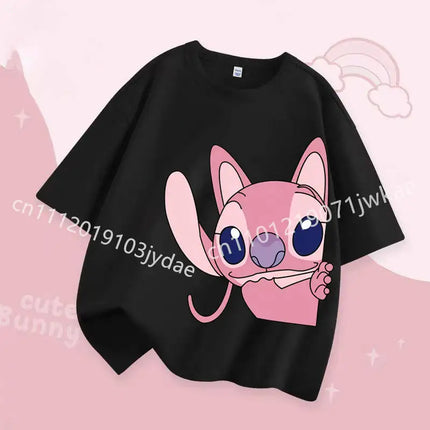 2026 Fashion Casual Round Neck T-Shirt for Boys and Girls Daily Tops Stitch Kids T Shirt Cute Cartoon Print Short-Sleeved