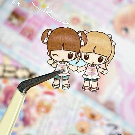 Y2K Japanese Cute Anime Girl Cut Film Sticker Book Journal Phone Case DIY Scrapbook Sticker Kawaii Decoration Stickers