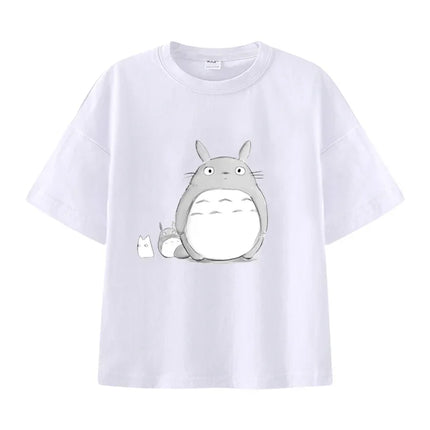 Summer Cartoon Miyazaki Totoro Print Children's Cotton T-shirt Short-sleeve Street Fashion Girls Clothes Cute Funny Kid Tees Top