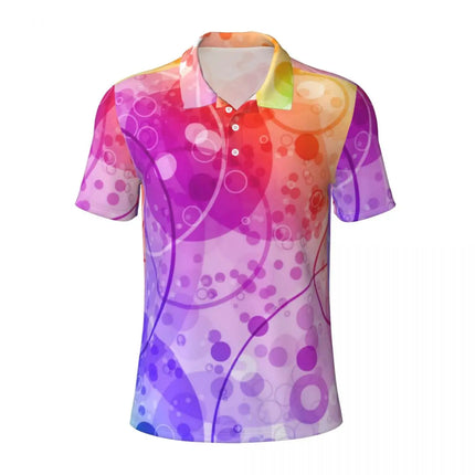 Vintage 70s Circles Casual Polo Shirts Psychedelic Pattern T-Shirts Short Sleeve Shirt Daily Fashion Tops Gift Clothing