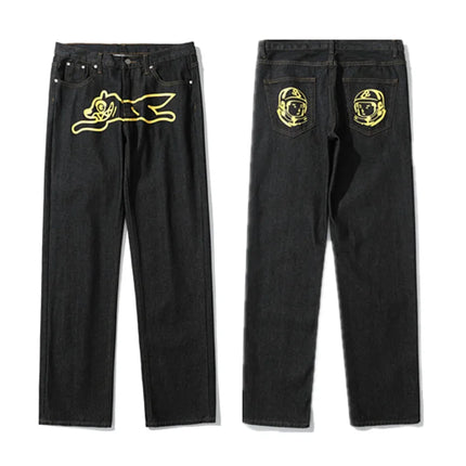 2026 Ropa Dog Print Streetwear Men Hip Hop Baggy Jeans Pants Y2K Clothes Straight Loose Goth Denim Trousers Pantalones Vaqueros