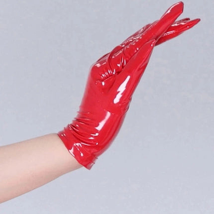 Wet Look PVC Short Gloves Shiny PU Leather Cosplay Sexy Separated Fingers Guantes Dance Performance Luvas Gothic Clubwear Glove