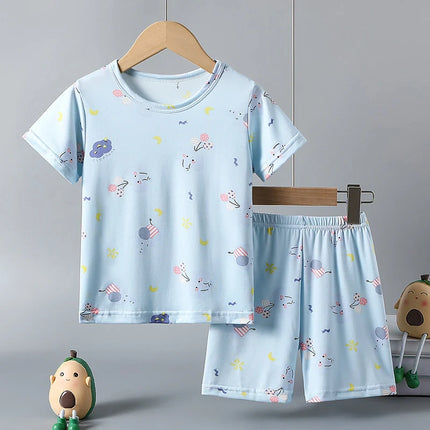 2/4-piece Summer And Autumn Children's Cute Cartoon Print Set For Boys And Girls Comfortable And Versatile Short Sleeved Shorts