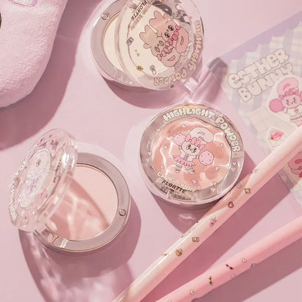 FLORTTE BUNNY Monochrome Highligh Powder Naturally Brightening Facial Blush Cream High Gloss Face Blusher Makeup Cosmetics