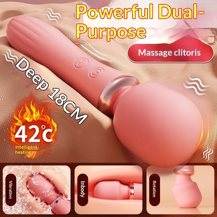 Heated AV G Spot Vibrating Wand Female Adult Pleasure Toy Waterproof Rechargeable Personal Massager for Intimate Use