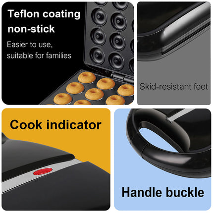 Donut Maker Machine Nonstick with Indicator Light Breakfast Waffle Baking Machine for Home Commercial Use Coffee Shop DIY