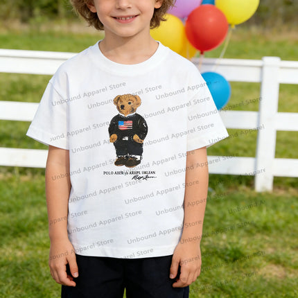 Children T-shirt With Added Sugar Summer New Product for Boys Girls Cartoon Teddy Bear Short Sleeved T Baby Cute Pattern