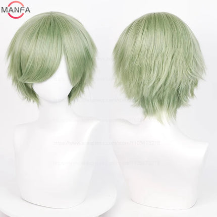 Anime 30cm Short Straight Cosplay Wig Black White Green Brown Purple Blue Gray Red Gold Man Women Heat Resistant Synthetic Hair